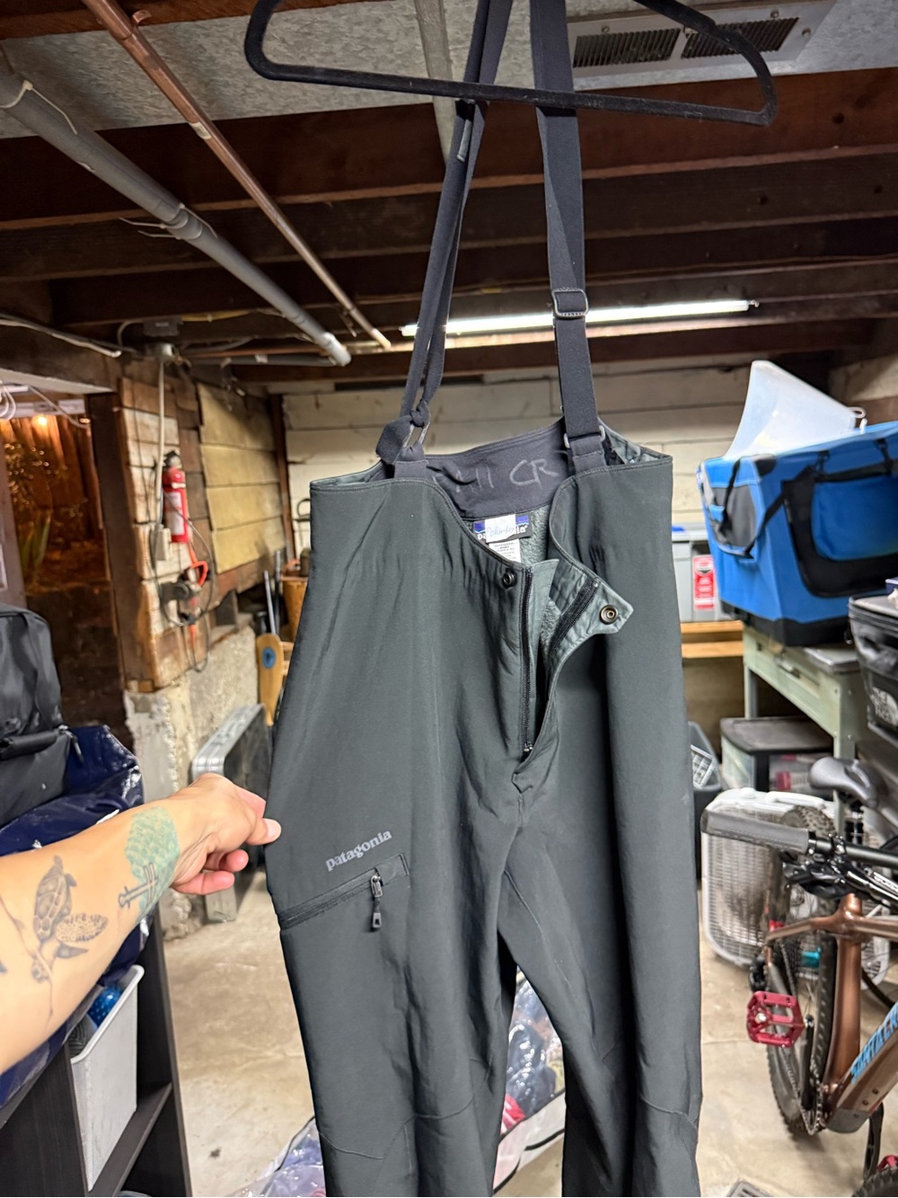 Patagonia  fleece lined Bib Pants with Adjustable Straps
